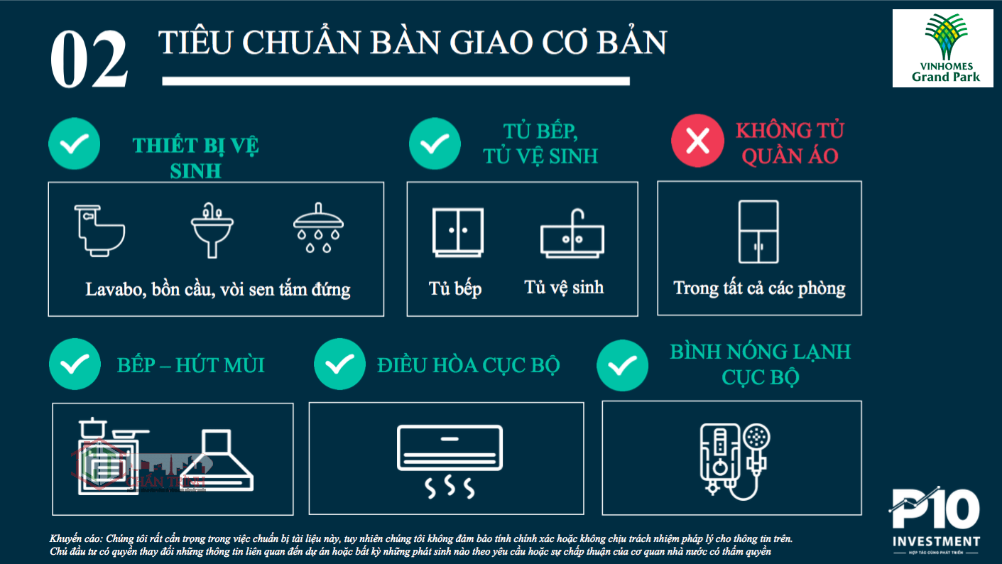 Tiêu chuẩn bàn giao Cơ Bản tại dự án Vinhomes Sapphire quận 9