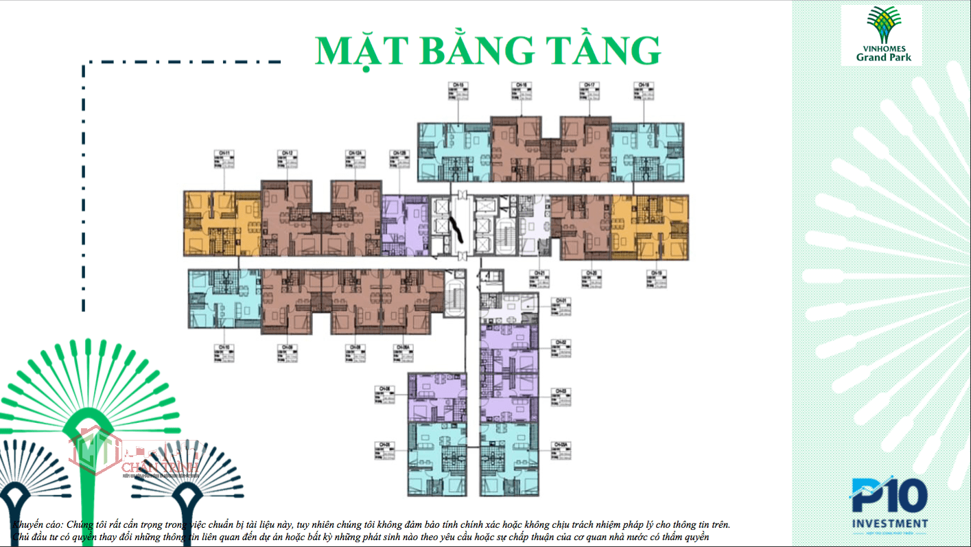 Mặt bằng thiết kế căn hộ Vinhomes Grand Park Quận 9 hình chữ T