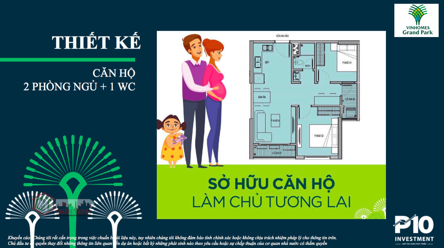 Thiết kế căn hộ 1 Phòng ngủ + 1WC tại Vinhomes Sapphire Grand Park