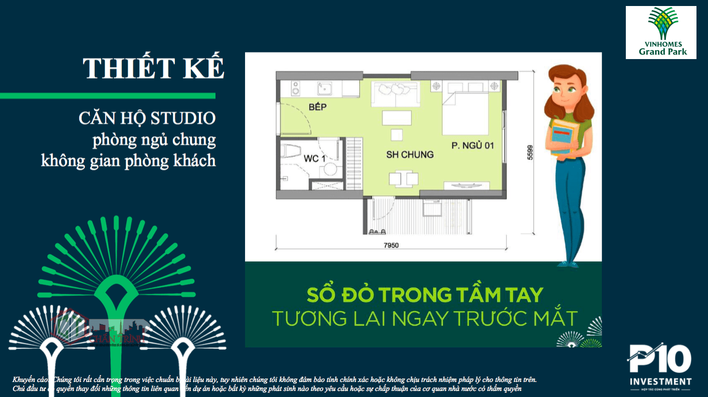 Thiết kế căn hộ Studio dự án Vinhomes Grand Park Quận 9